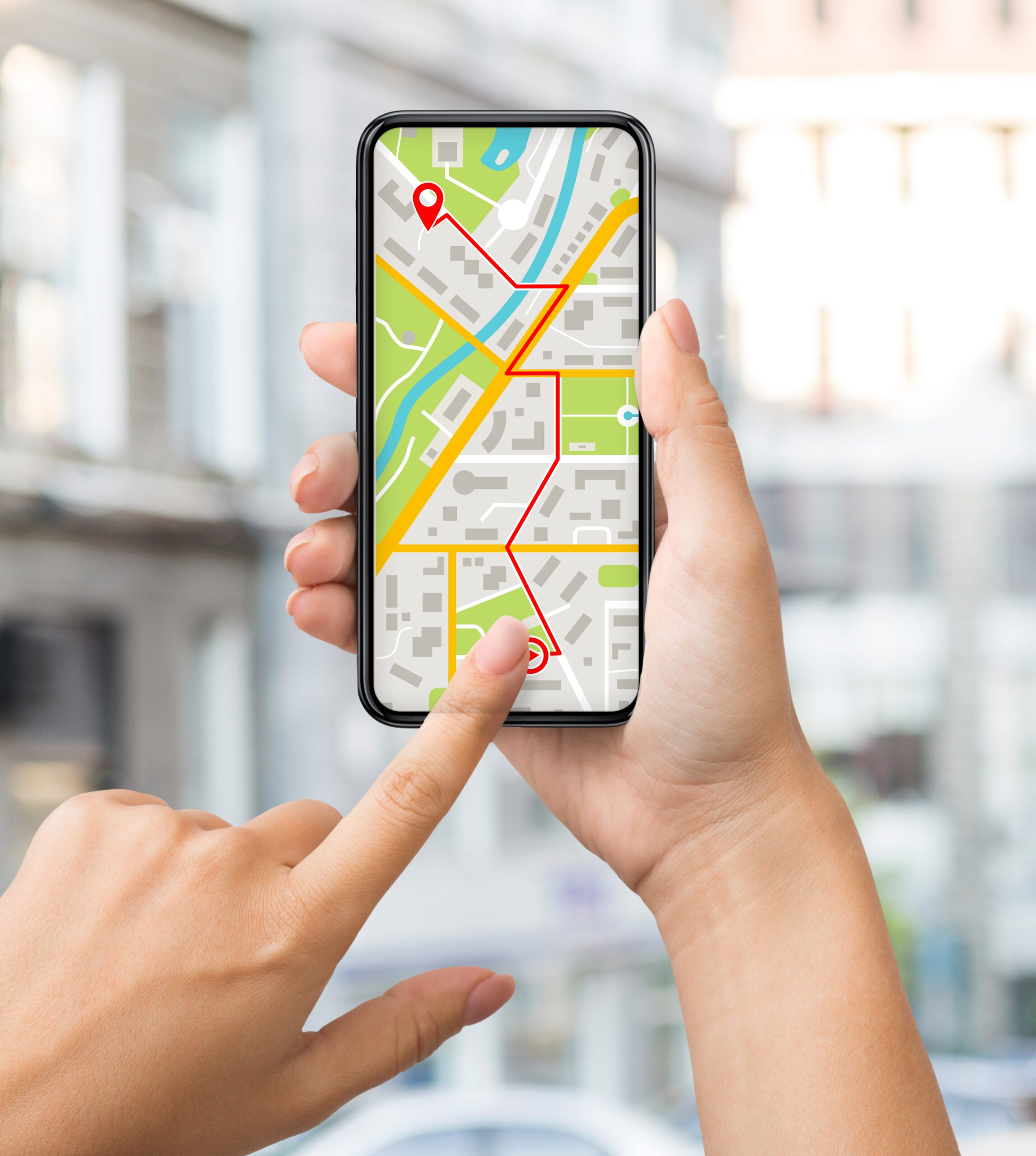 navigation app with street map opened on smartphon 2021 09 01 16 03 04 utc scaled - Navigation App With Street Map Opened On Smartphone In Female Hands