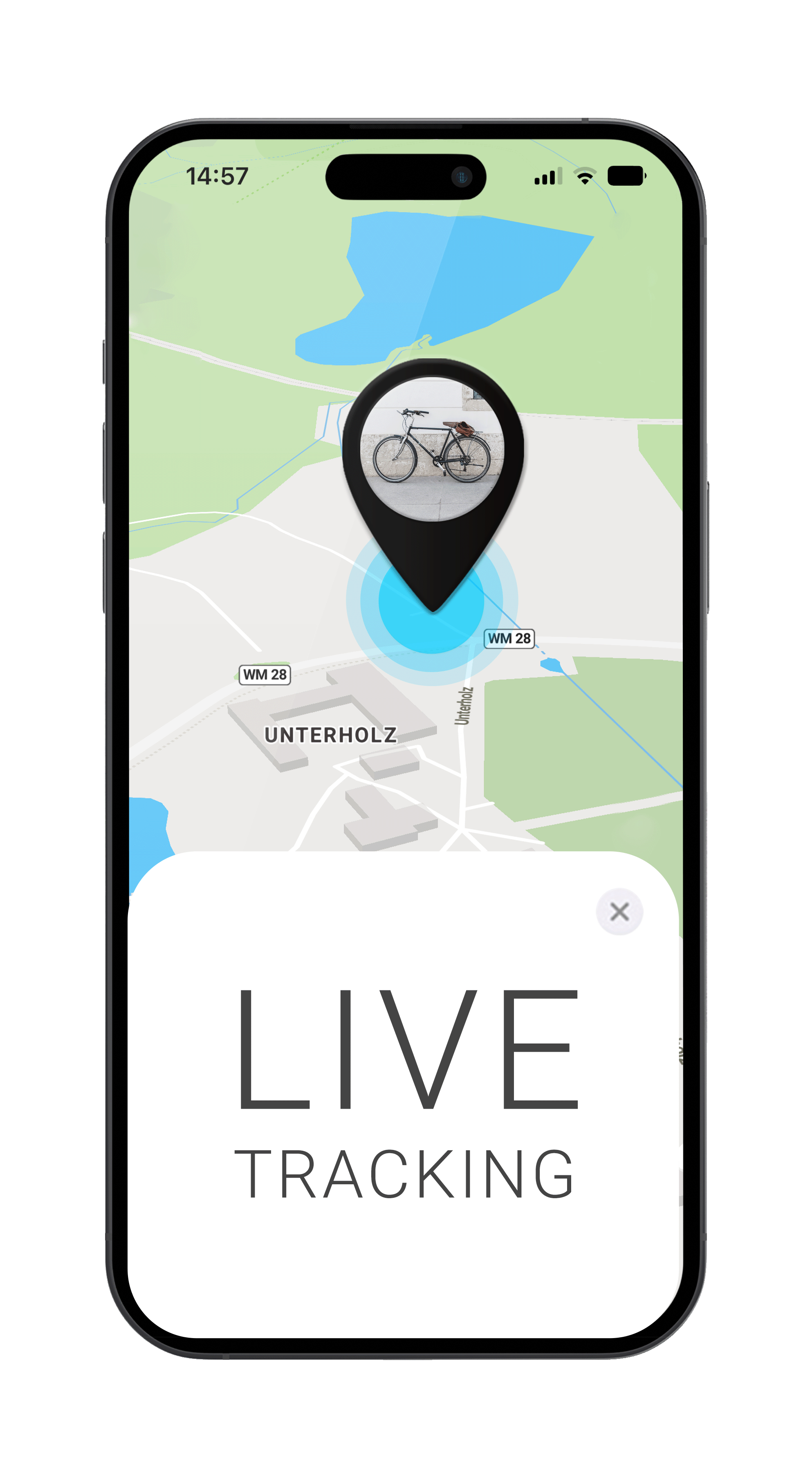 Salind Handy Mockup LIVE Tracking Fahrrad im FINDER Portal