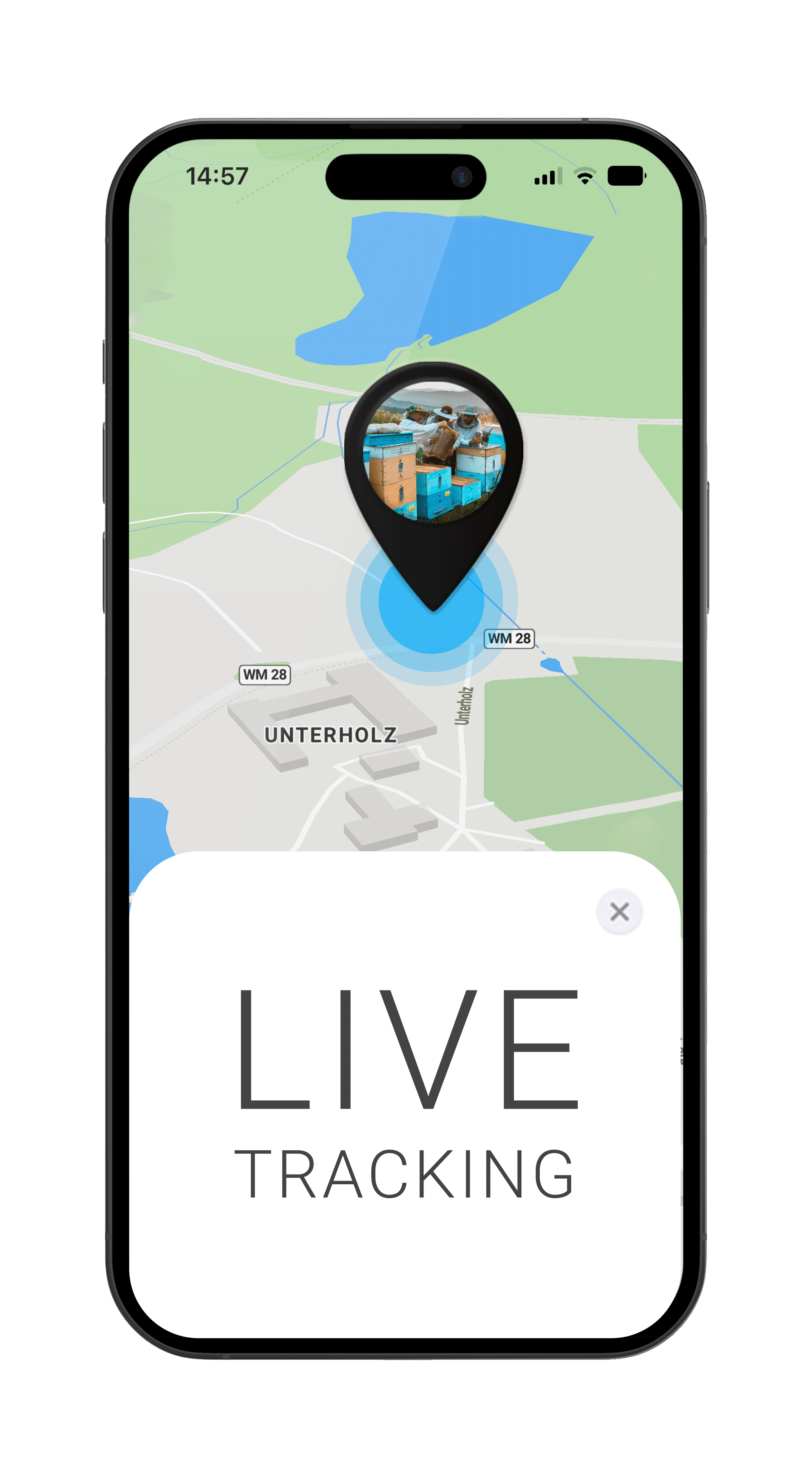 Salind Handy Mockup LIVE Tracking Bienen im FINDER Portal